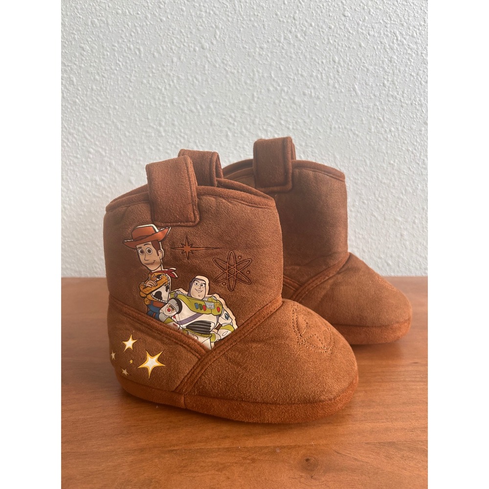 Disney Toy Story Woody Buzz Lightyear Toddler Slipper Boots Brown‎ Size 7/8